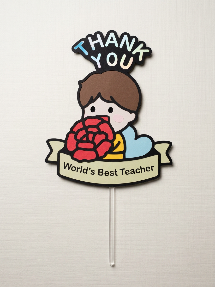 Premium Holographic "Thank You" Character Topper (Boy)