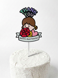 Premium Holographic "Thank You" Character Topper (Girl)