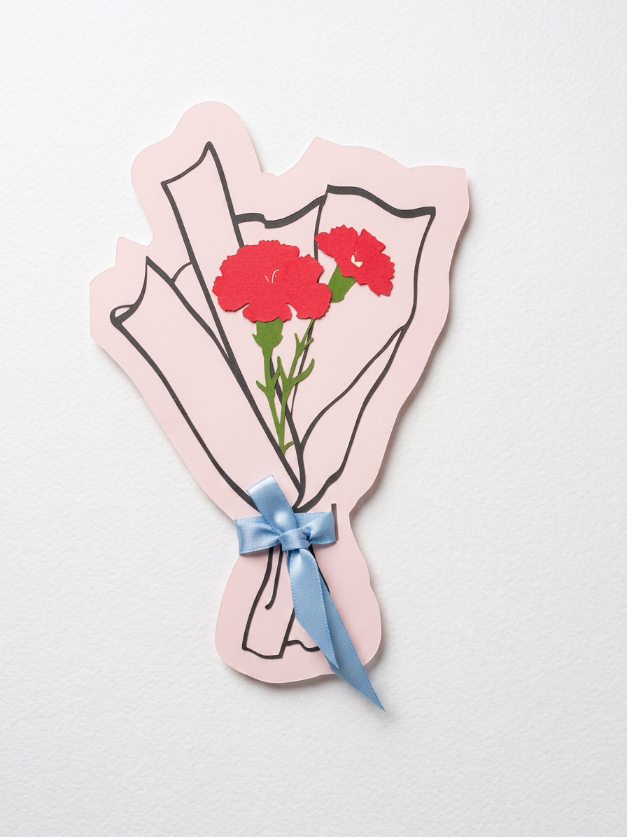 Everlasting Paper Carnation Gift Card Holder (Pastel)