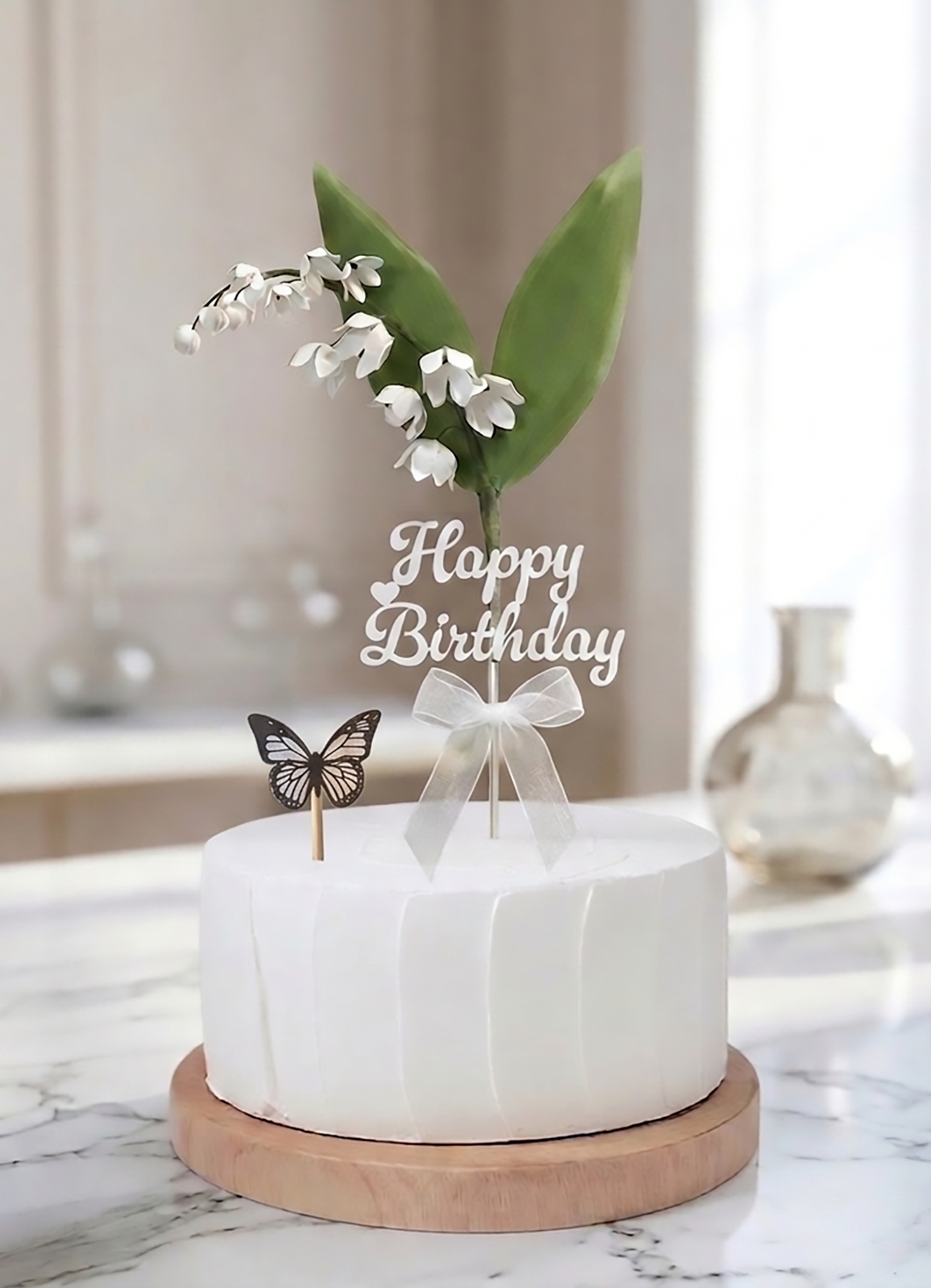 Handcrafted Lily of the Valley 3D Paper Flower Cake Topper