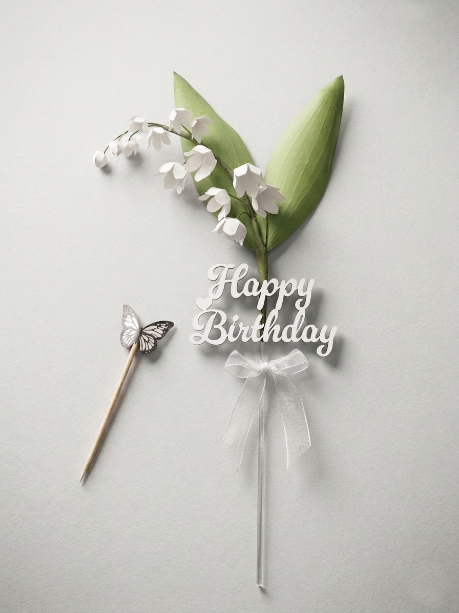 Handcrafted Lily of the Valley 3D Paper Flower Cake Topper