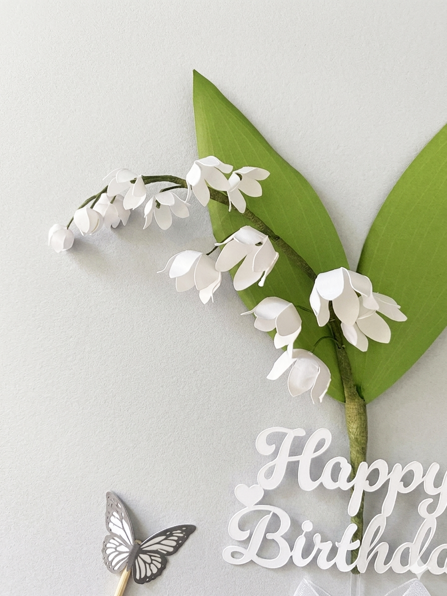 Handcrafted Lily of the Valley 3D Paper Flower Cake Topper