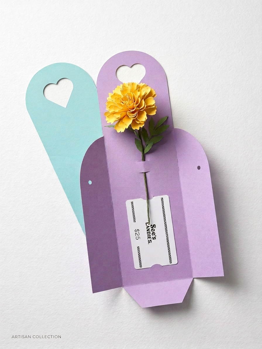 Handcrafted Marigold Paper Flower Gift Card Holder