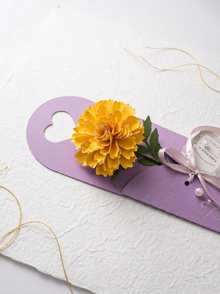 Handcrafted Marigold Paper Flower Gift Card Holder