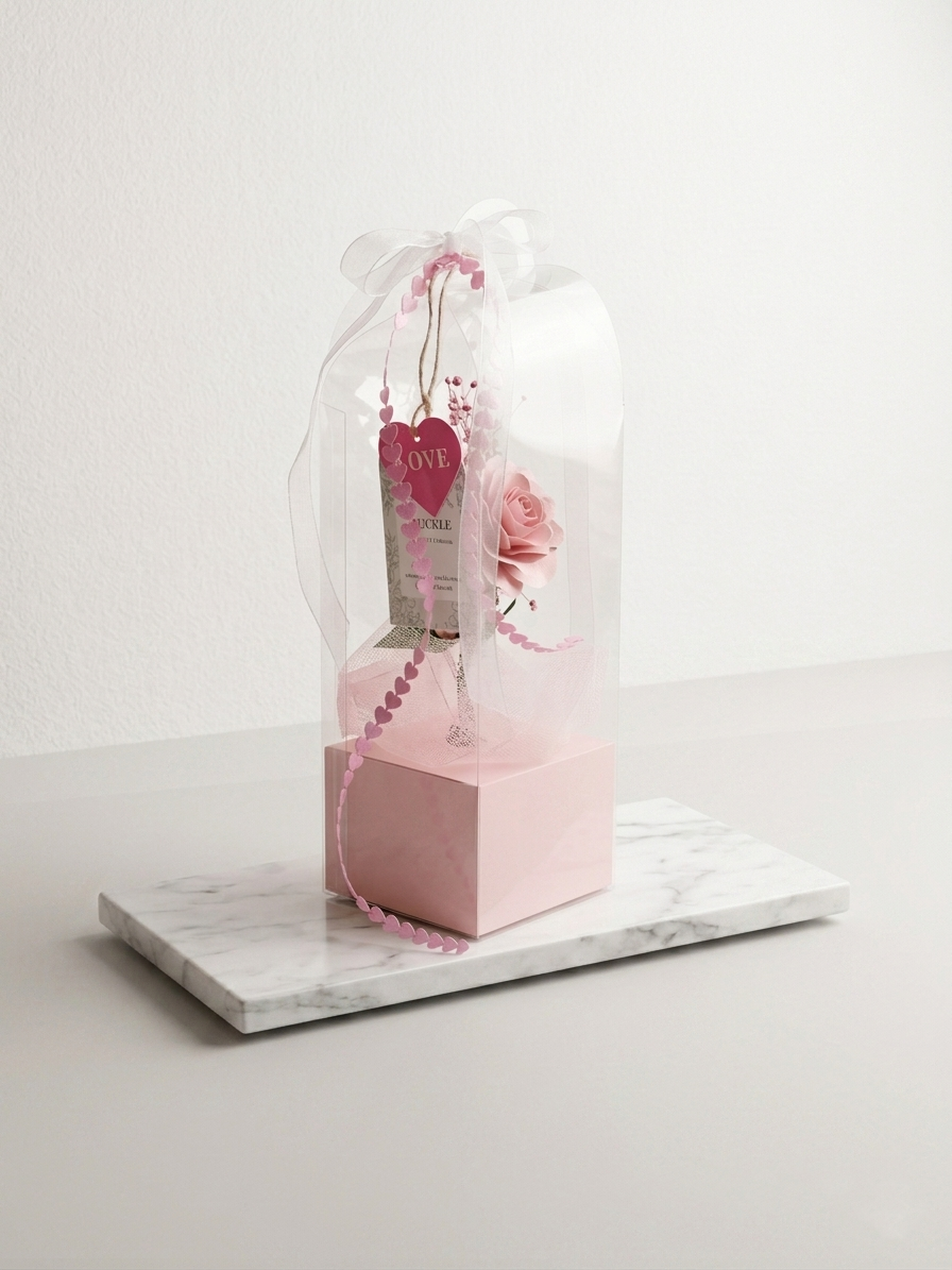 Handcrafted Paper Flower Dome Gift Box – Custom English or Korean Greeting & Matching Gift Card Holder