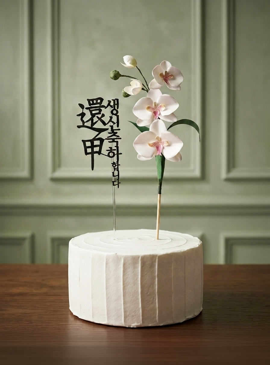 Luxury Hand-Painted Paper Orchid Cake Topper Set - Custom Milestone Birthday (Hwangap 60th, 70th, 80th, 90th & Any Birthday)