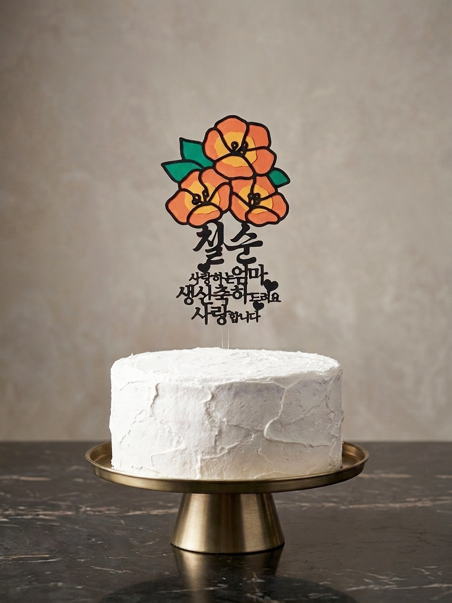 Vibrant 3D Layered Paper Cake Topper - Custom Korean Milestone Birthday (Chilsun 70th, Hwangap 60th, Palsun 80th, 90th & Any Celebration)