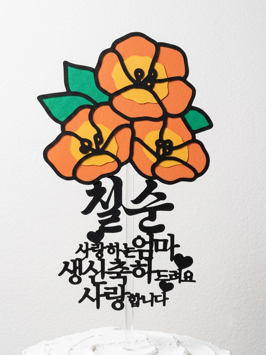 Vibrant 3D Layered Paper Cake Topper - Custom Korean Milestone Birthday (Chilsun 70th, Hwangap 60th, Palsun 80th, 90th & Any Celebration)